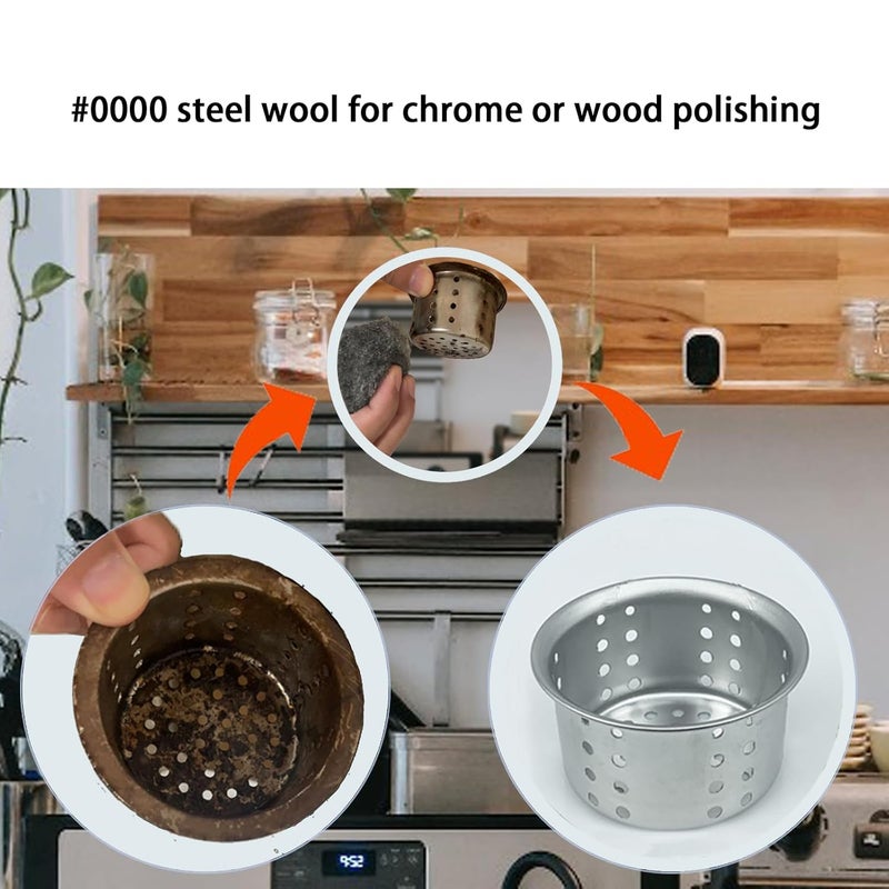 Civrowii (2 Pack) 0000 Steel Wool Hole Filler, Gap Blocker, Barrier, Also for Glass Fine, Steel Wool Pads for Chrome or Wood Polishing (2) - Image 3
